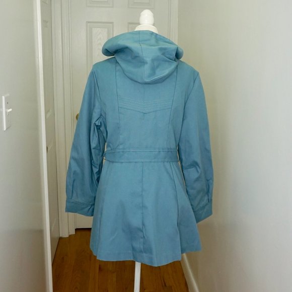 💜 VINTAGE Light Blue Hooded Long Sleeve Jacket/Coat - Picture 13 of 15